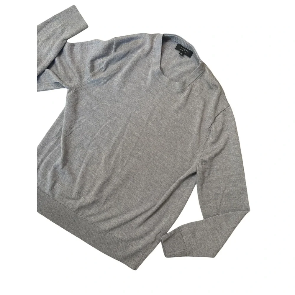 Men's Banana Republic 2025 100% Merino Wool Lightweight Crewneck Sweater L Gray